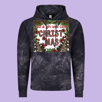 Just A Girl Who Loves Christmas Vintage Hoodie Designed By Cowhidedigitalart