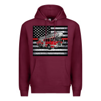 Burgundy thin red line American flag fire truck Premium Hoodie - Artiststas