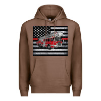 Chestnut thin red line American flag fire truck Premium Hoodie - Artiststas