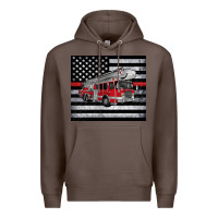 Coffee thin red line American flag fire truck Premium Hoodie - Artiststas