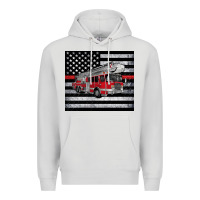 Dove Grey thin red line American flag fire truck Premium Hoodie - Artiststas