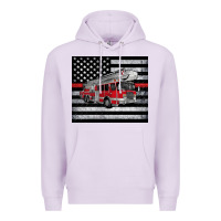 Lilac thin red line American flag fire truck Premium Hoodie - Artiststas