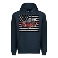 Navy thin red line American flag fire truck Premium Hoodie - Artiststas
