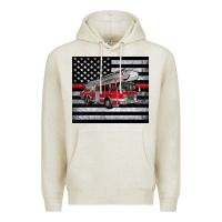 Thin Red Line American Flag Fire Truck Premium Hoodie | Teevron