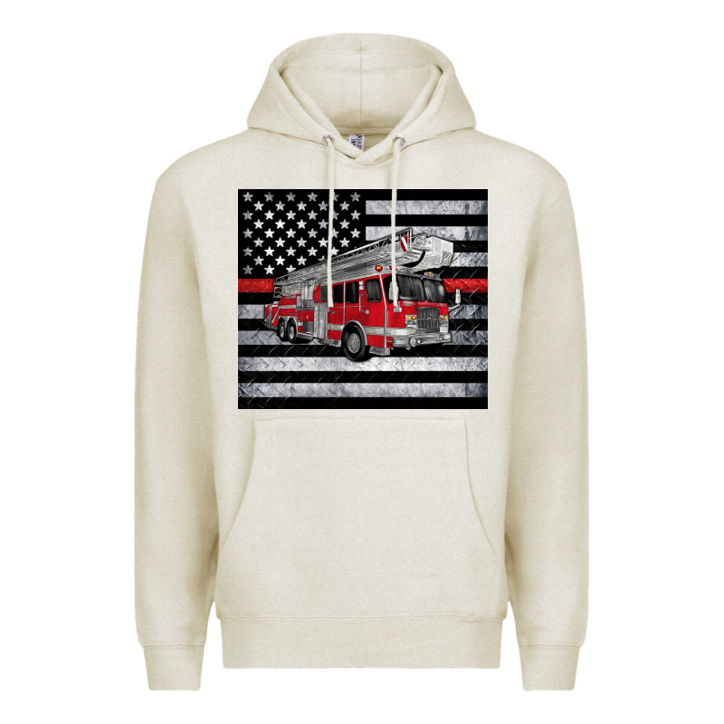 Thin Red Line American Flag Fire Truck Premium Hoodie by Artiststas | Teevron