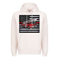 Pale Pink thin red line American flag fire truck Premium Hoodie - Artiststas