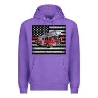 Purple thin red line American flag fire truck Premium Hoodie - Artiststas