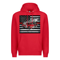 Red thin red line American flag fire truck Premium Hoodie - Artiststas