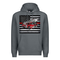 Rock thin red line American flag fire truck Premium Hoodie - Artiststas