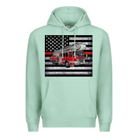Seafoam thin red line American flag fire truck Premium Hoodie - Artiststas