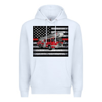 White thin red line American flag fire truck Premium Hoodie - Artiststas