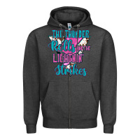 Charcoal Heather The Thunder Rolls And The Lıghtnıng Strikes Zipper Hoodie - JahusDesignShop