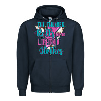 Navy The Thunder Rolls And The Lıghtnıng Strikes Zipper Hoodie - JahusDesignShop