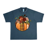 Midnight Navy floral pumpkin Urban Heavy Tee - BundleAndBundleShop