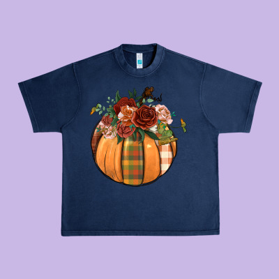 Floral Pumpkin Urban Heavy Tee Designed By Bundleandbundleshop