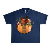 Navy floral pumpkin Urban Heavy Tee - BundleAndBundleShop