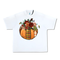 White floral pumpkin Urban Heavy Tee - BundleAndBundleShop
