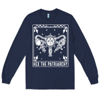 Navy womens hex the patriarchy uterus tarot card halloween feminist t shirt Long Sleeve Tee - maiPhamDesign