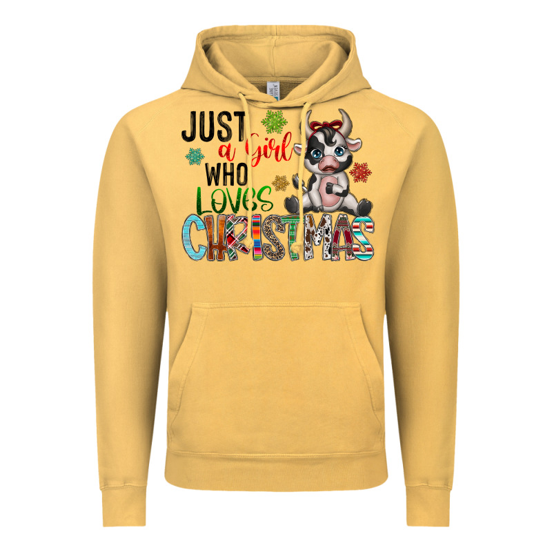 Just A Girl Who Loves Christmas Vintage Hoodie by CowhideDigitalArt | Teevron