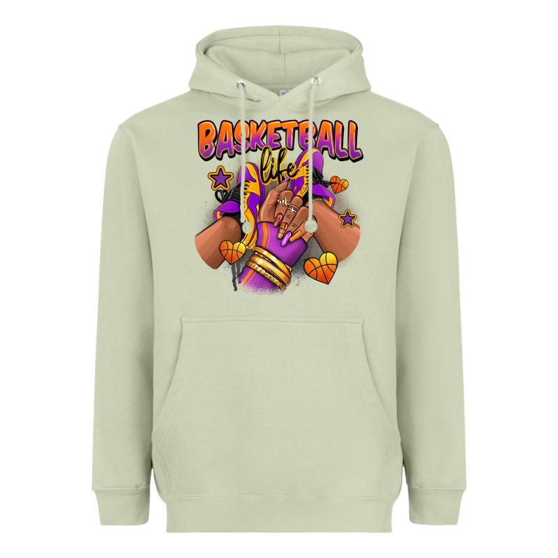 Basketball Life Afro Girl Sneakers Heavyweight Hoodie by RanaPortraitStore | Teevron