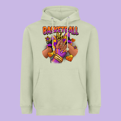 Basketball Life Afro Girl Sneakers Heavyweight Hoodie Designed By Ranaportraitstore