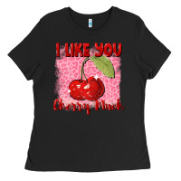 Black i like you cherry much Ladies Tee - FaDigitalArtStudio
