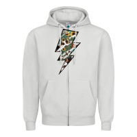 Dove Grey Lightning Bolt Zipper Hoodie - JahusDesignShop