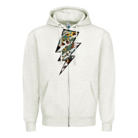 Oatmeal Heather Lightning Bolt Zipper Hoodie - JahusDesignShop