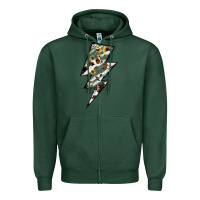 Sports Green Lightning Bolt Zipper Hoodie - JahusDesignShop