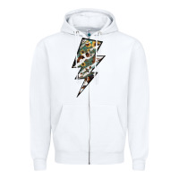 White Lightning Bolt Zipper Hoodie - JahusDesignShop