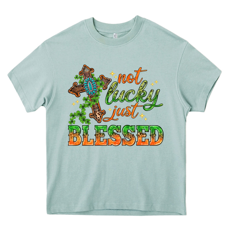 Not Lucky Just Blessed With Cross St. Patricks Day Heavy Core Tee by HowdyJamesFarm | Teevron