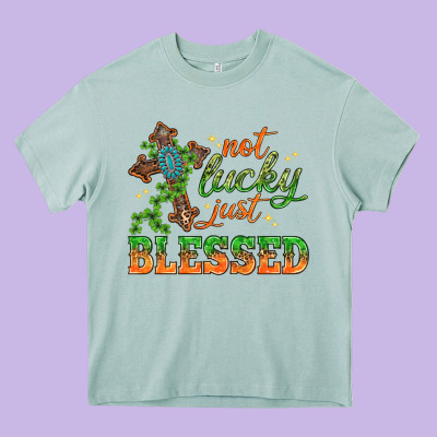Not Lucky Just Blessed With Cross St. Patricks Day Heavy Core Tee Designed By Howdyjamesfarm