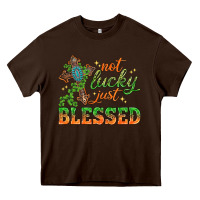 Chocolate Brown Not lucky just Blessed with Cross St. Patricks day Heavy Core Tee - HowdyJamesFarm
