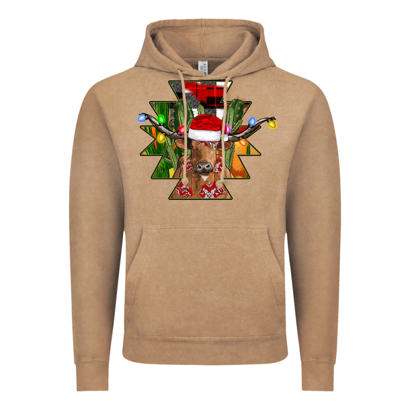 Longhorn Aztec Christmas Vintage Hoodie by CowhideDigitalArt | Teevron