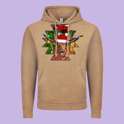 Longhorn Aztec Christmas Vintage Hoodie Designed By Cowhidedigitalart