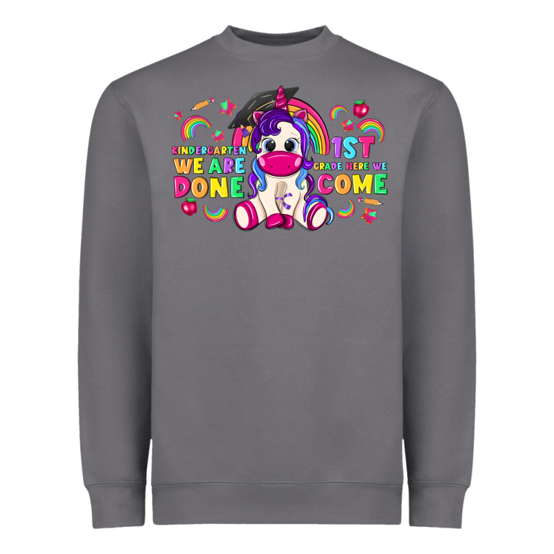Kindergarten We Are Done 1st Here We Come With Uni Heavyweight Sweatshirt by RanaPortraitStore | Teevron