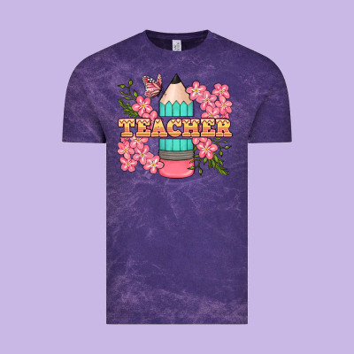 Teacher Floral Pencil Vintage Tee Designed By Bundleandbundleshop