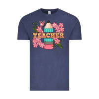 Vintage Denim teacher floral pencil Vintage Tee - BundleAndBundleShop