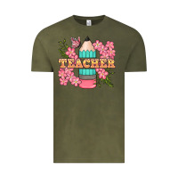 Vintage Olive teacher floral pencil Vintage Tee - BundleAndBundleShop
