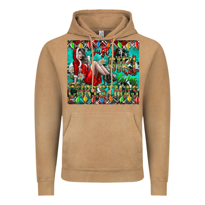Just A Girl Who Loves Christmas Vintage Hoodie by CowhideDigitalArt | Teevron