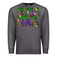 Charcoal Heather Mardi Gras Fleur De Lis Premium Sweatshirt - RanaPortraitStore