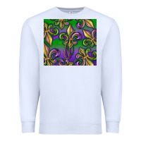 White Mardi Gras Fleur De Lis Premium Sweatshirt - RanaPortraitStore