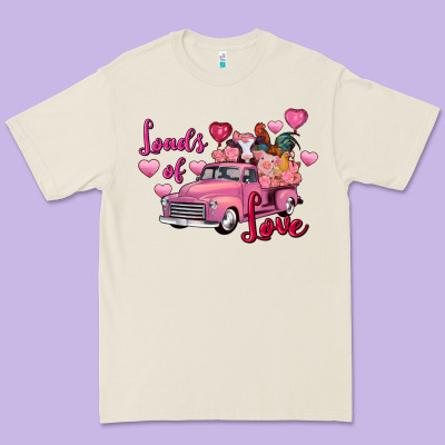 Loads Of Love Valentine's Day Farm Truck Premium Tee Designed By Fadigitalartstudio