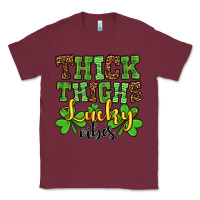 Burgundy St. Patrick's Thick thighs lucky vibes Classic Tee - OliviaCreatesArt