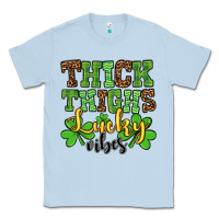 Dusty Blue St. Patrick's Thick thighs lucky vibes Classic Tee - OliviaCreatesArt