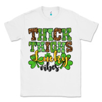White St. Patrick's Thick thighs lucky vibes Classic Tee - OliviaCreatesArt