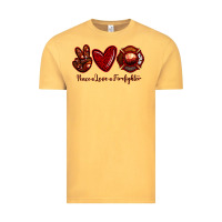Vintage Mustard Peace Love Firefighter Vintage Tee - RanaPortraitStore
