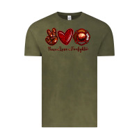 Vintage Olive Peace Love Firefighter Vintage Tee - RanaPortraitStore