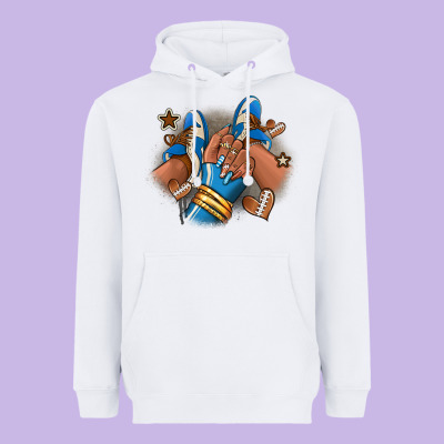 Football Afro Girl Sneakers Heavyweight Hoodie Designed By Ranaportraitstore