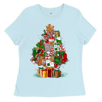 Baby Blue nurse christmas tree Ladies Tee - FaDigitalArtStudio